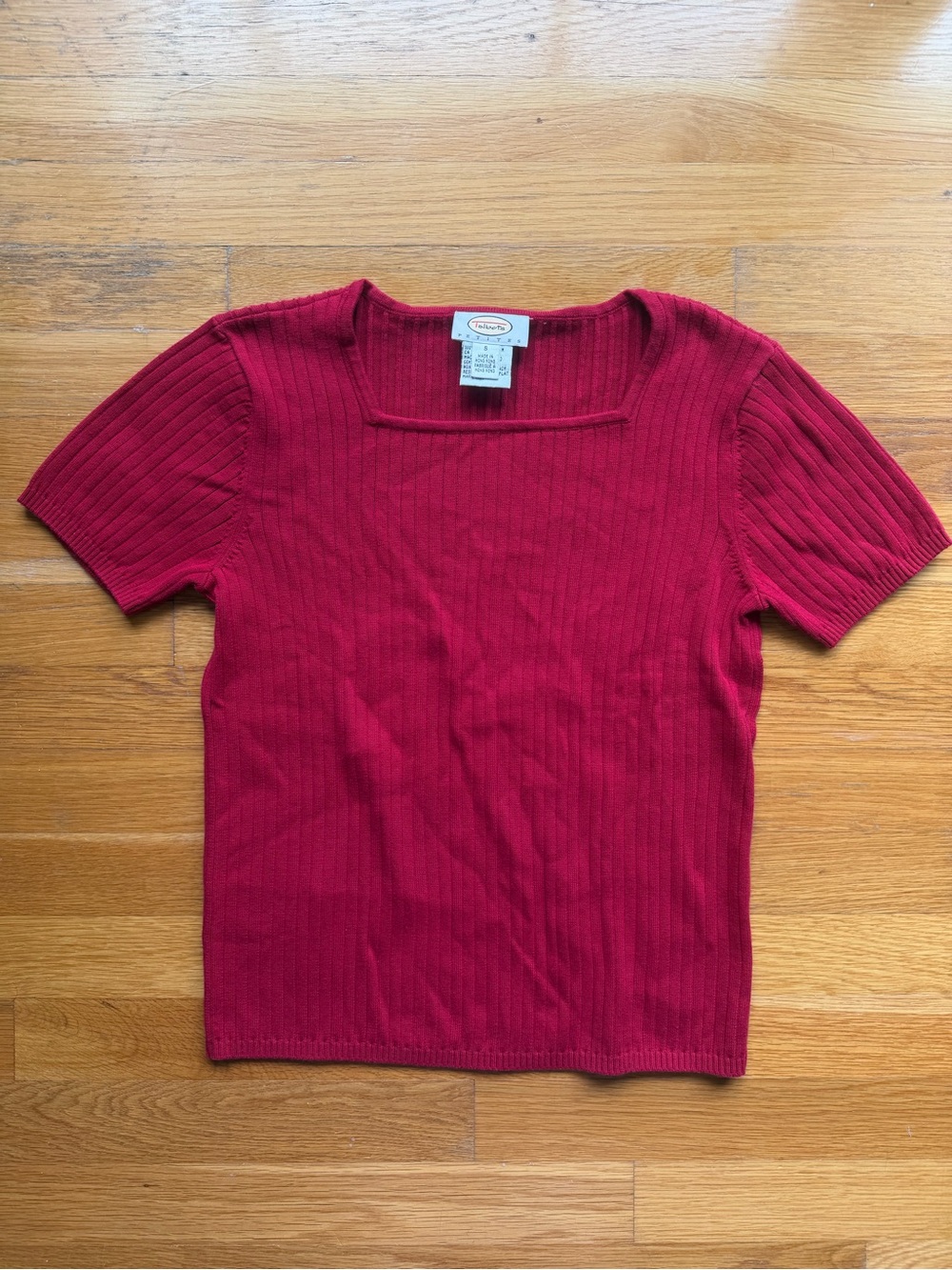 Vintage Talbots Cotton Ribbed Short Sleeve Top - Size Small